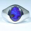 Natural Australian Boulder Opal Silver Men's Ring - Australian Opal Shop