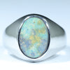 Natural Australian Boulder Opal Silver Men's Ring