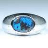 Natural Australian Boulder Opal Silver Men's Ring