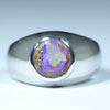 Natural Australian Boulder Opal Silver Men's Ring - Australian Opal Shop