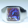 Natural Australian Boulder Opal Matrix Silver Men's Ring