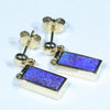 Natural Australian Boulder Opal Gold Earrings (12mm  x 5mm) Code W29
