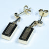 Natural Australian Boulder Opal Gold Earrings (12mm  x 5mm) Code W29