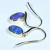 Natural Australian Boulder Opal and Diamond Gold Earrings (8.5mm  x 5mm) Code W31