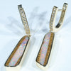 Australian Boulder Opal and Diamond Gold Earrings (21 x 5.5mm) Code EE115