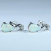 Coober Pedy Crystal Opal and Diamond 14K White Gold Earrings (8 x 5mm) Code W27