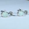 Coober Pedy Crystal Opal and Diamond 14K White Gold Earrings (8 x 5mm) Code W27