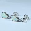 Coober Pedy Crystal Opal and Diamond 14K White Gold Earrings (8 x 5mm) Code W27