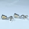 Coober Pedy Crystal Opal and Diamond 14K White Gold Earrings (8 x 5mm) Code W27