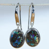 Natural Australian Boulder Opal Silver Drop Earrings