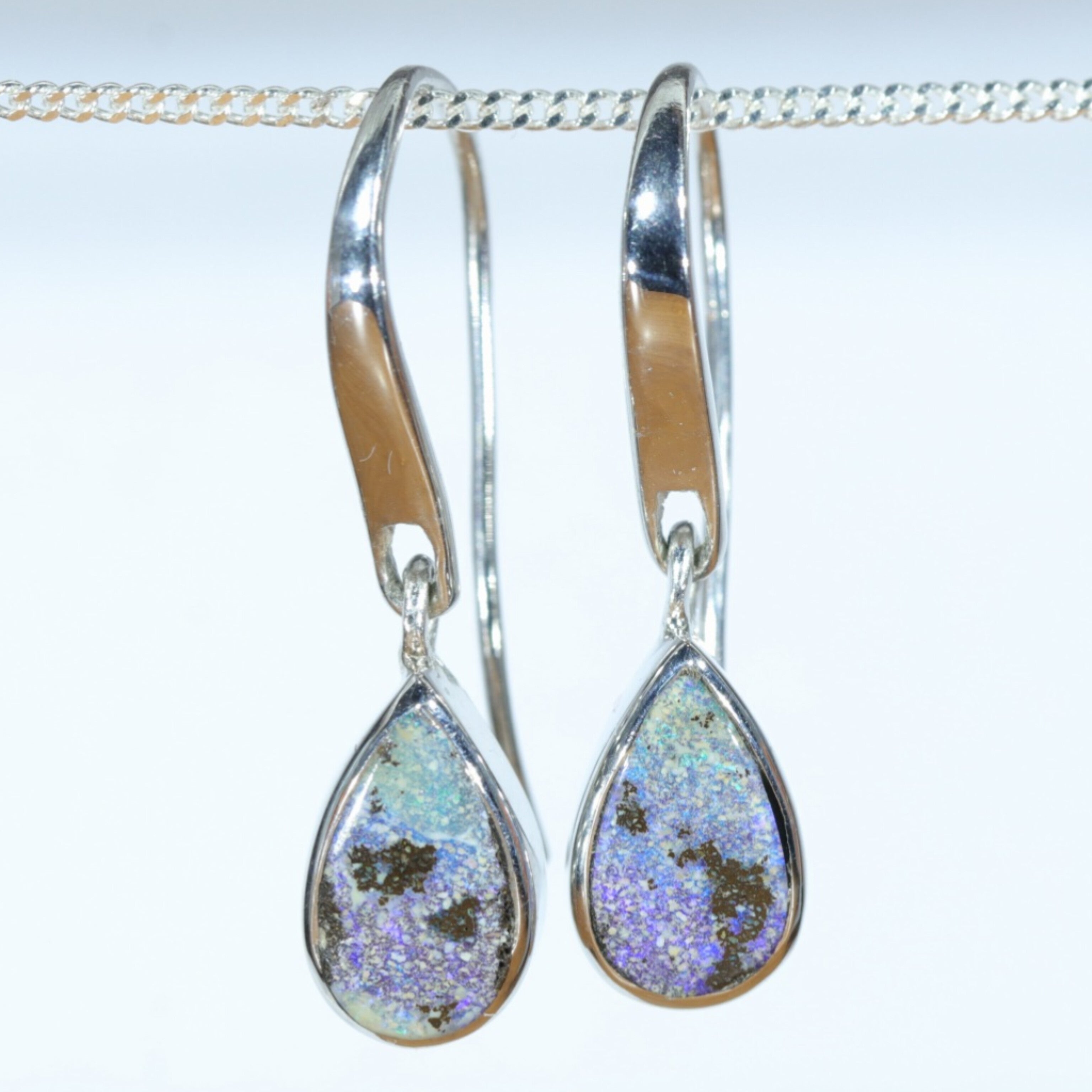 Australian Boulder Opal Silver Earring (10mm x 6mm) Code - V48