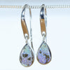Natural Australian Boulder Opal Silver Drop Earrings