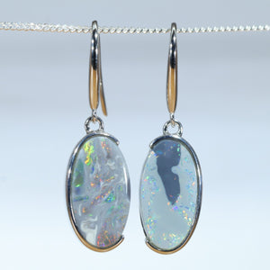 Natural Australian Lighting Ridge Silver Opal Drop Earrings