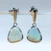 Natural Australian Lightning Ridge Silver Opal Drop Earrings