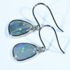 Australian Black Opal Silver Earrings (12.5mm x 9mm) Code - V32