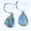 Australian Black Opal Silver Earrings (12.5mm x 9mm) Code - V32