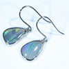 Australian Black Opal Silver Earrings (12.5mm x 9mm) Code - V32