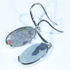 Lightning Ridge Solid Opal Silver Earrings (16mm x 9mm) Code - V31