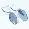 Lightning Ridge Solid Opal Silver Earrings (16mm x 9mm) Code - V31