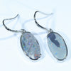 Lightning Ridge Solid Opal Silver Earrings (16mm x 9mm) Code - V31