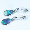 Australian Black Crystal Opal Silver Earrings (11.5mm x 7mm) Code - V30