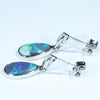Australian Black Crystal Opal Silver Earrings (11.5mm x 7mm) Code - V30