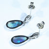 Australian Black Crystal Opal Silver Earrings (11.5mm x 7mm) Code - V30
