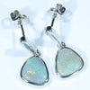 Lightning Ridge Solid Opal Silver Earrings (9mm x 8mm) Code - V49