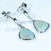 Lightning Ridge Solid Opal Silver Earrings (9mm x 8mm) Code - V49