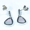 Lightning Ridge Solid Opal Silver Earrings (9mm x 8mm) Code - V49