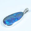 Australian Boulder Opal and Diamond 14k White Gold Pendant (25mm x 12mm) Code - Z87