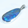 14k White Gold - Solid Queensland Boulder Opal - Natural Diamonds