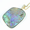 18k Gold - Solid Queensland Boulder Opal - Natural Diamonds