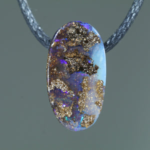 Natural Australian Boulder Opal Side Drill Pendant