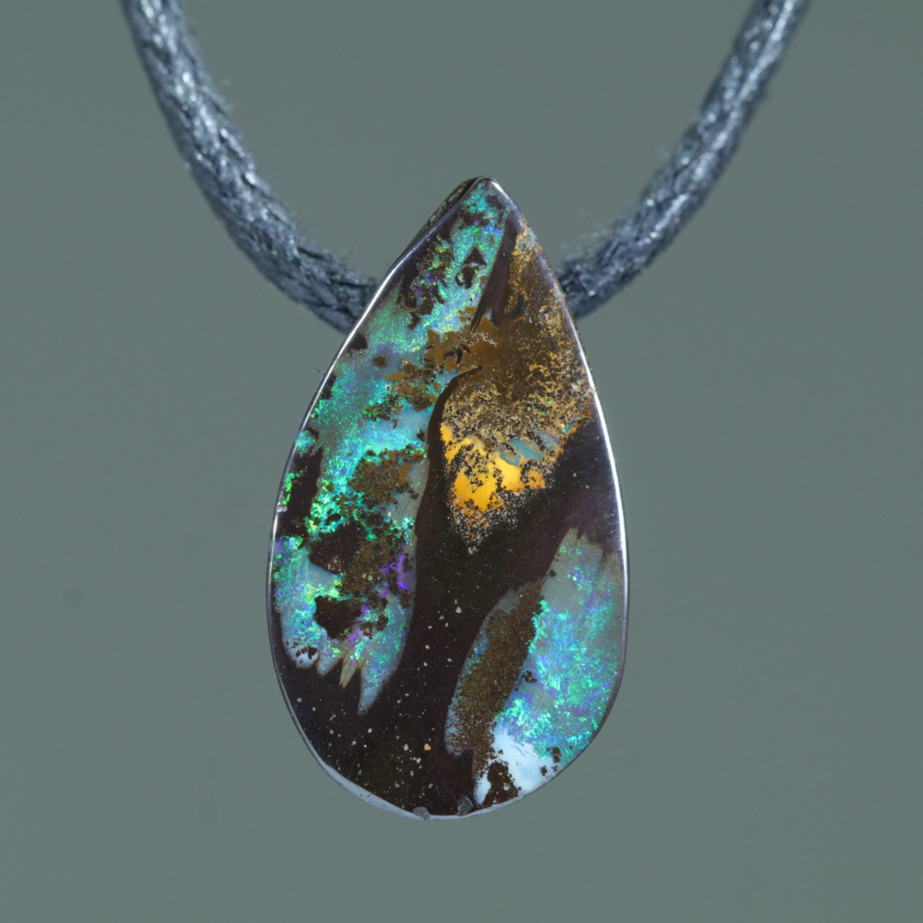 Natural Australian Boulder Opal Pendant  (18.5mm Length x 11.5mm  Width) Code - K21