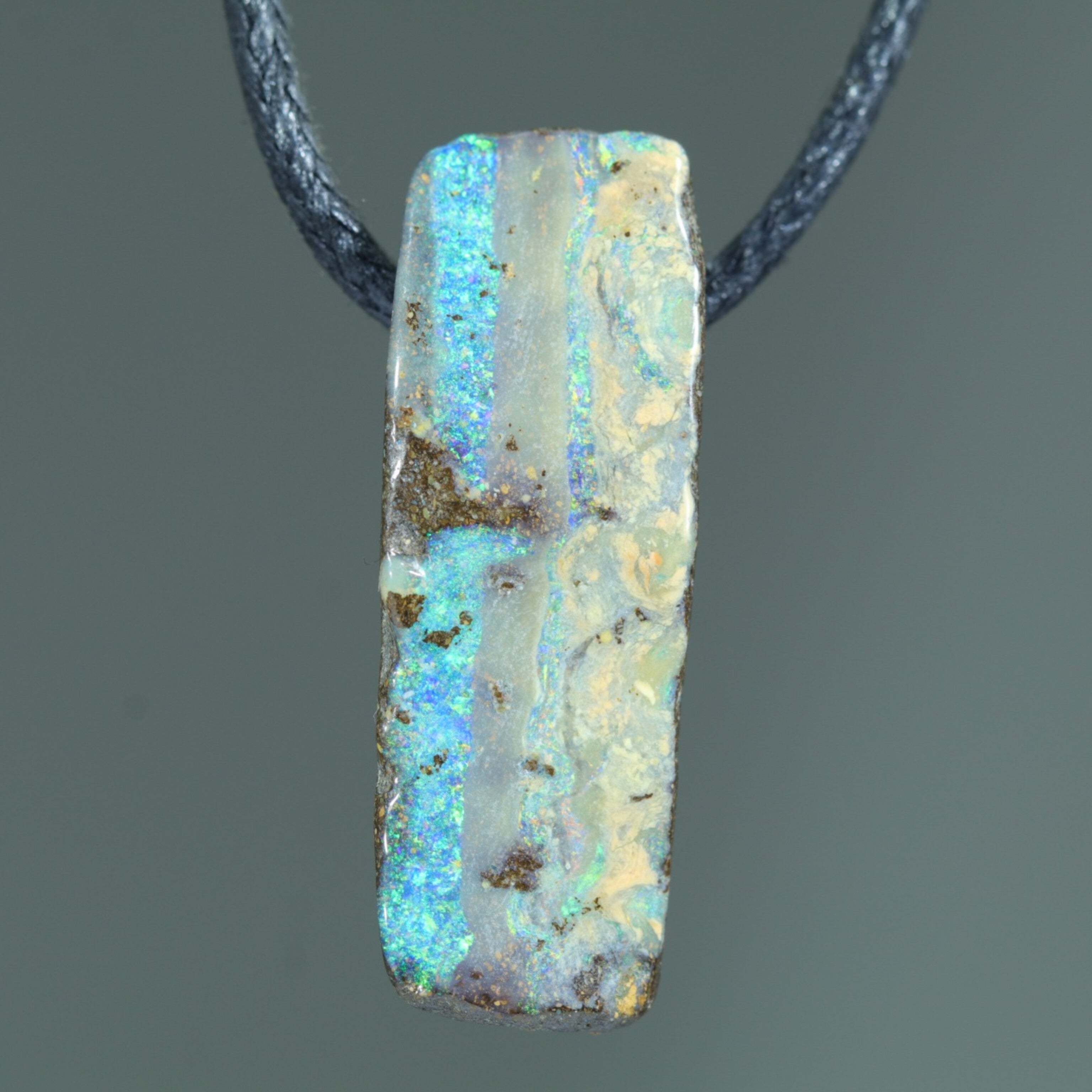 Natural Australian Boulder Opal Pendant (27mm Length x 9.5mm Width) Code - K16