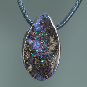Natural Australian Queensland Boulder Opal Side Drill Pendant