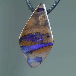Natural Australian Solid Quensland Boulder Opal Side Drill Pendant