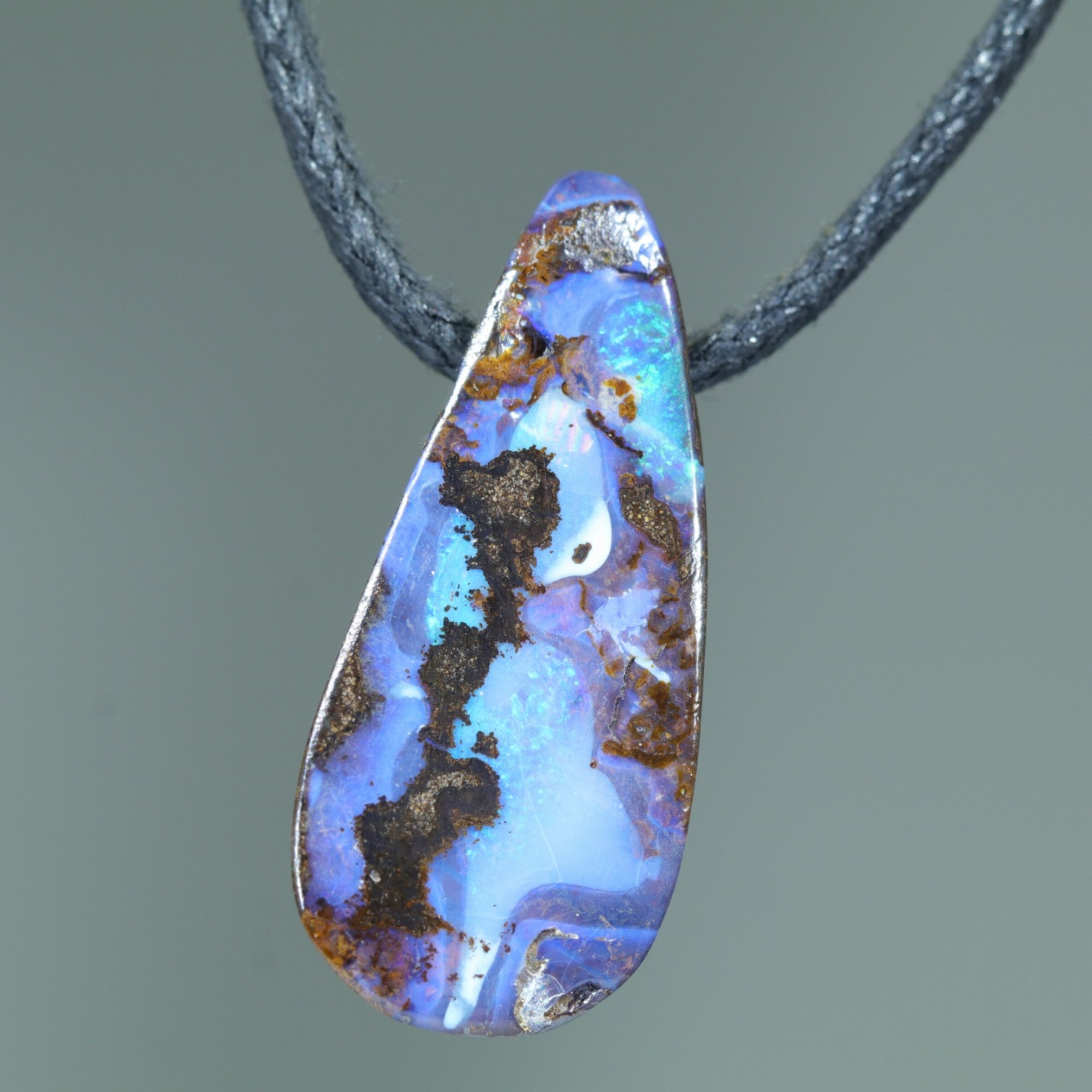 Natural Australian Boulder Opal Pendant (25.5mm Length x 11.5mm Width) Code - K30