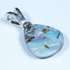 Australian Boulder Opal Silver Pendant with Silver Chain (12mm x 10mm) Code - Y215