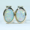 Natural Australian Coober Pedy Crystal Opal Gold Earrings