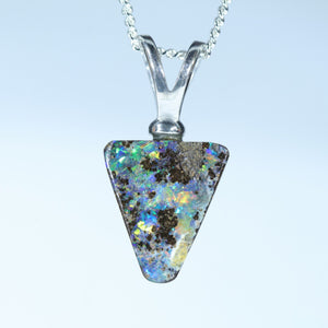 Natural Australian Boulder Opal Silver Pendant
