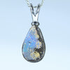 Natural Australian Boulder Opal Silver Pendant