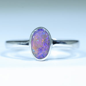 Natural Australian Boulder Opal Silver Ring