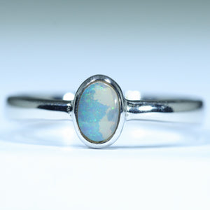 Natural Australian Boulder Opal Silver Ring