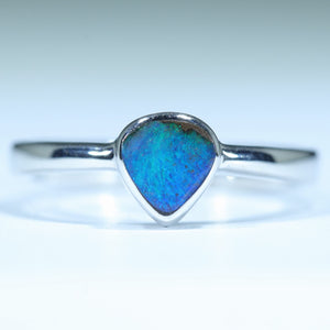 Natural Australian Boulder Opal Silver Ring