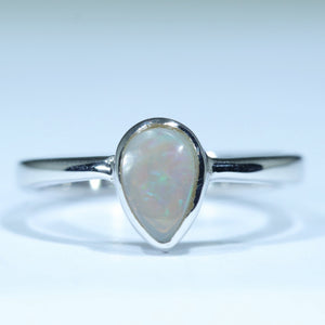 Natural Australian Lighting Ridge Silver Opal Ring