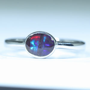 Natural Australian Boulder Opal Silver Ring
