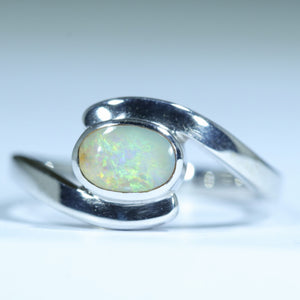 Natural Australian Boulder Opal Silver Ring