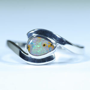 Natural Australian Boulder Opal Silver Ring